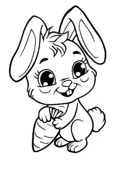 Harepus med gulrot - fargeleggingsark for barn