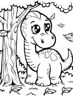 Brachiosaurus spiser blader - fargeleggingsark for barn