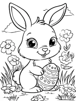 Påskehare med egg - fargeleggingsark for barn