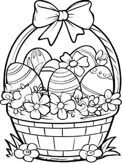 Kurv med påskeegg - fargeleggingsark for barn
