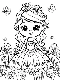 Prinsesse i hagen - fargeleggingsark for barn