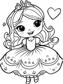 Prinsesse smiler - fargeleggingsark for barn