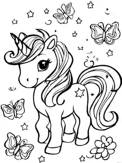 Enhjørning - fargeleggingsark for barn