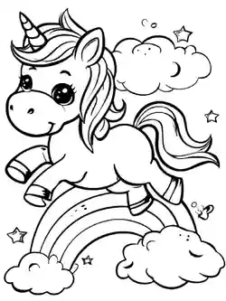 Enhjørning med stjerner - fargeleggingsark for barn