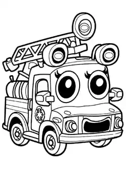 Brannbil - fargeleggingsark for barn