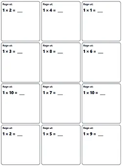 Gangetabellen (1–9) - gangetabellen arbeidsark for barn