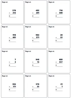 Minus med store tall - matteoppgaver for barn
