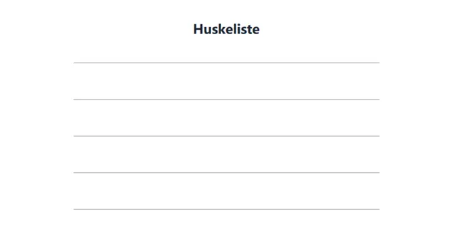 Forhåndsvisning av huskeliste-mal med linjer