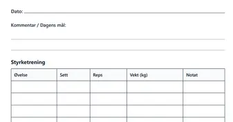 Forhåndsvisning av Treningsdagbok